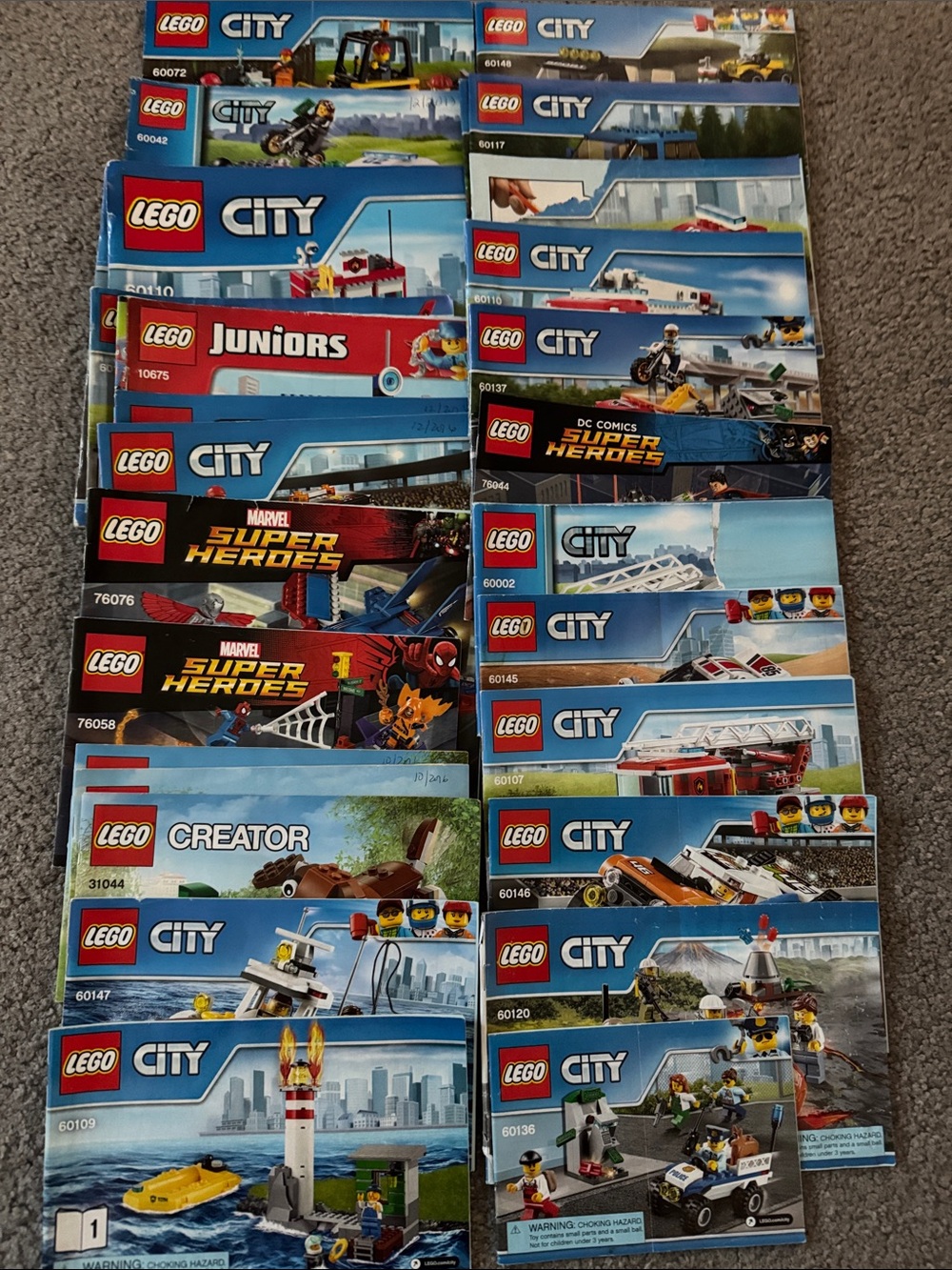 Lego instruction booklet lot - blue, red, black covers